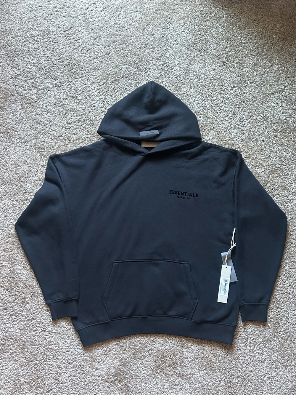 Fear of God Essential Hoodie Stretch Limo Black Size Medium(SS22) NWT